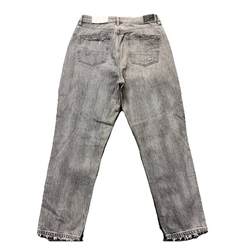 American Eagle Mom‎ Jeans Size 10 (30x28) Stretch Distressed Gray Regular NEW